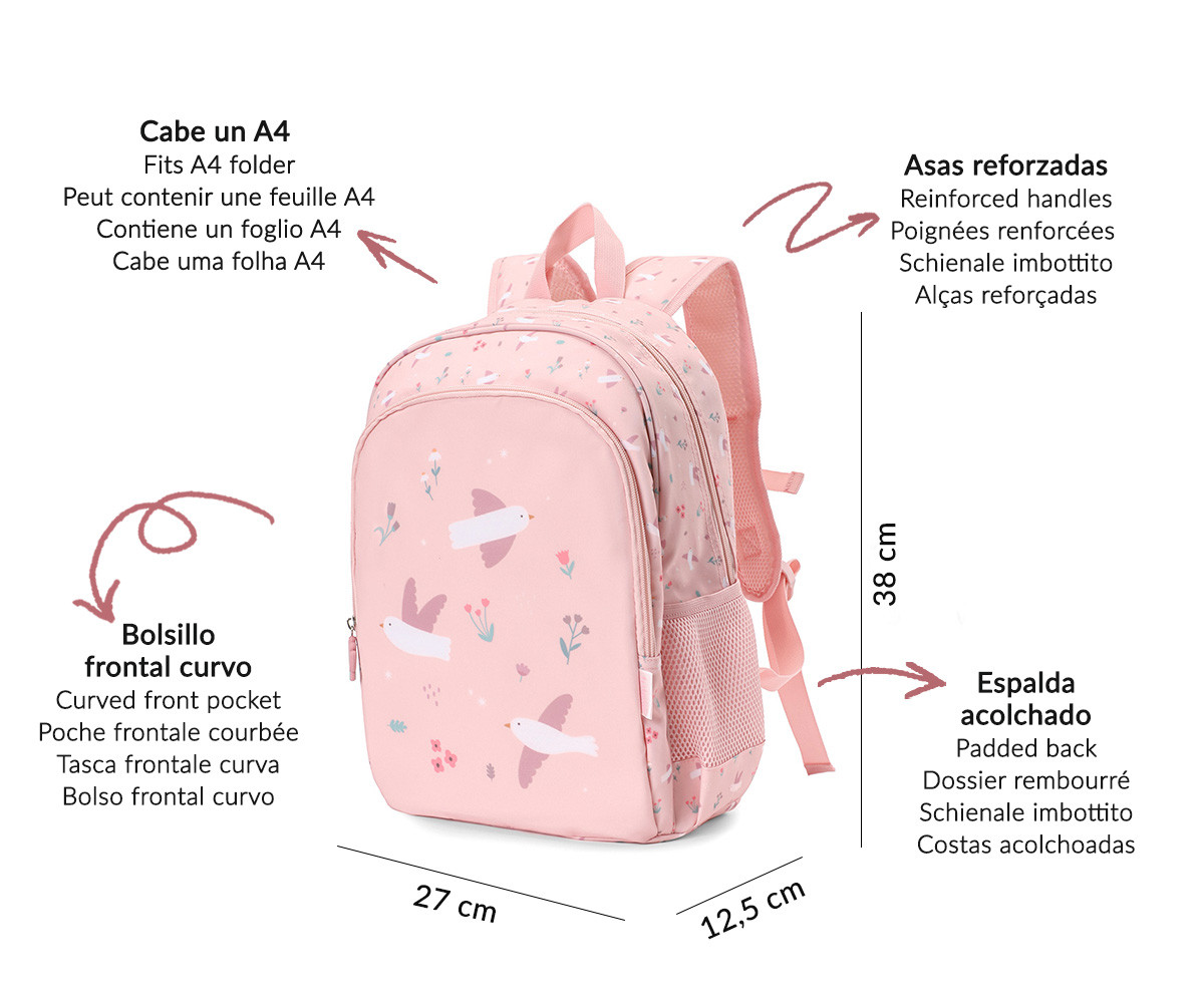 Mochila Mediana Blossom Birds + Llavero - Imagen 2